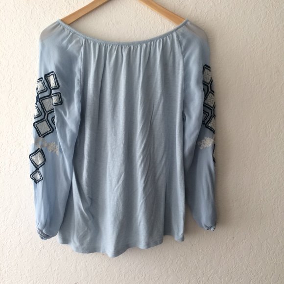 Lucky Brand Sheer Sleeves Top H1216 - Picture 5 of 5